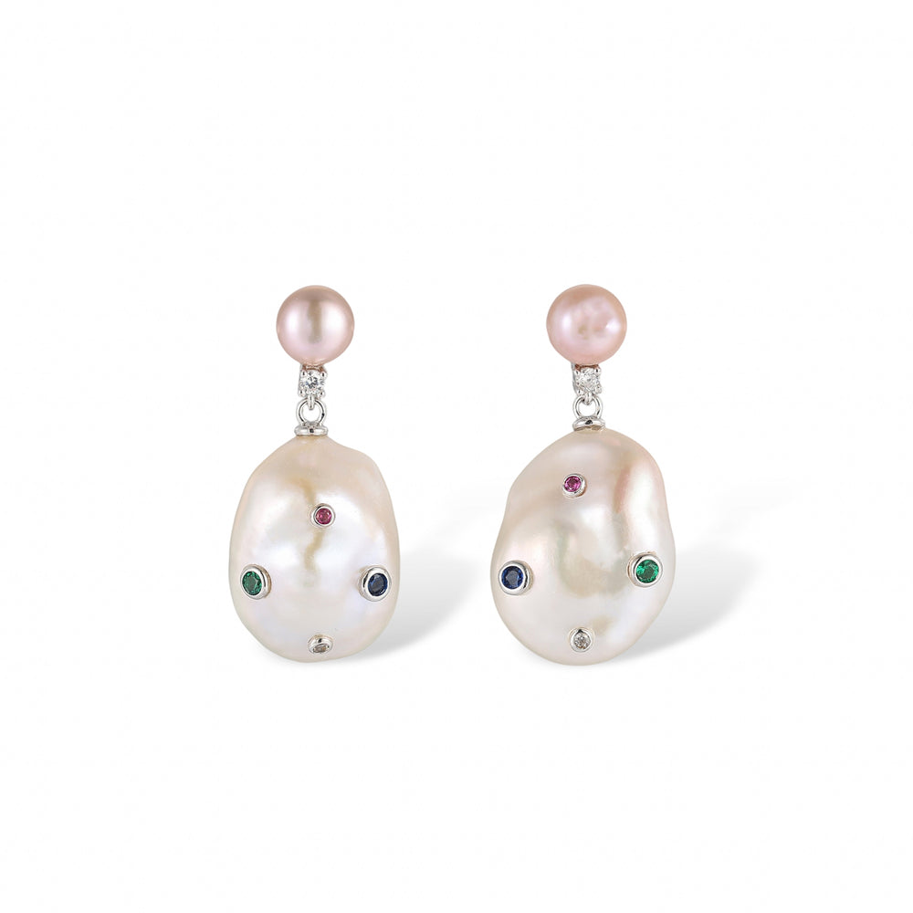 Gravé Finement Baroque Pearl Pink Earrings