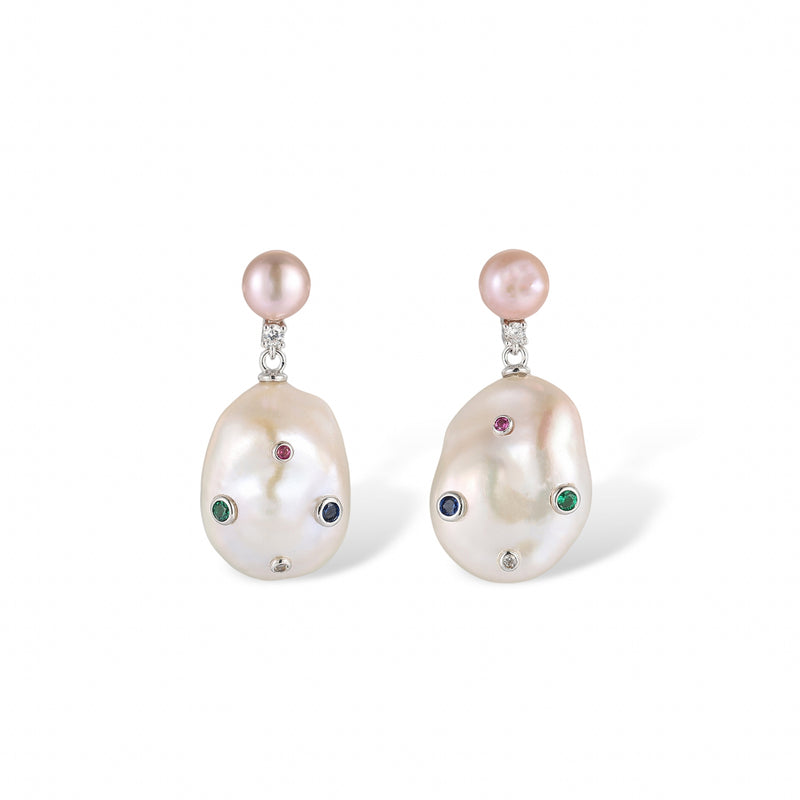 Gravé Finement Baroque Pearl Pink Earrings