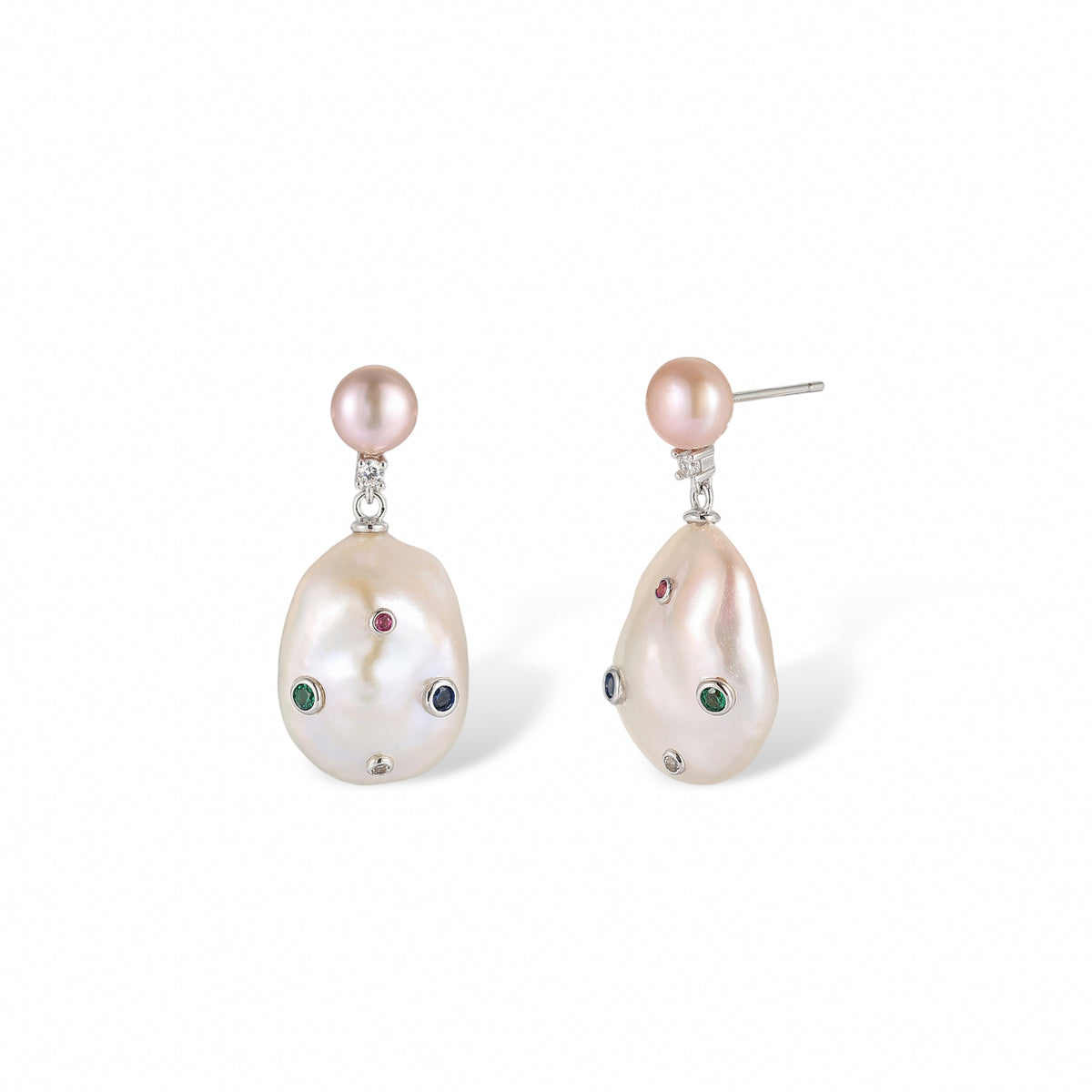 Gravé Finement Baroque Pearl Pink Earrings