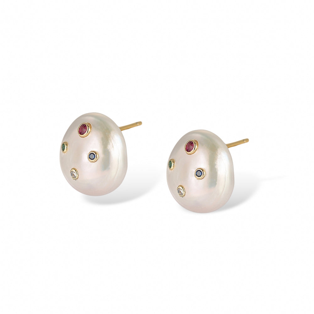Gravé Finement Baroque Pearl Stud Earrings