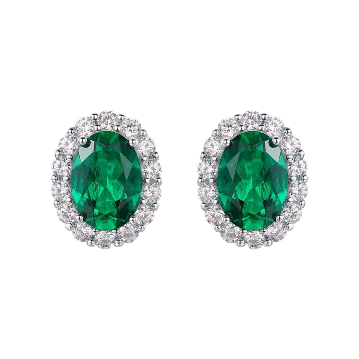 Guislaine Emerald Green Oval Stud Earrings