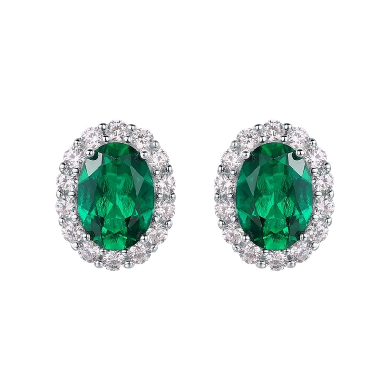 Guislaine Emerald Green Oval Stud Earrings
