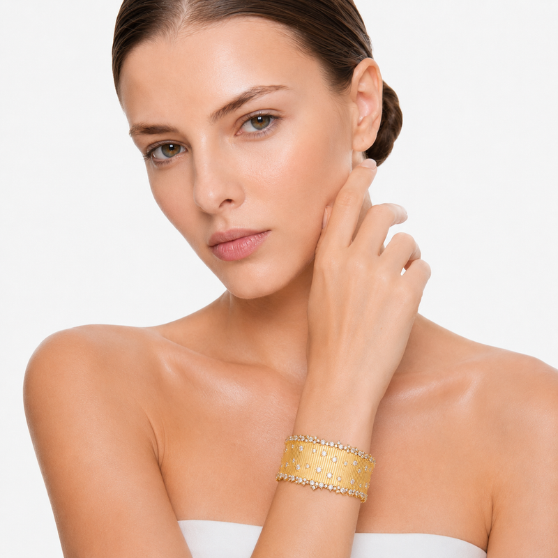 Gundhild 14K Gold Scalloped Edge Open Bangle