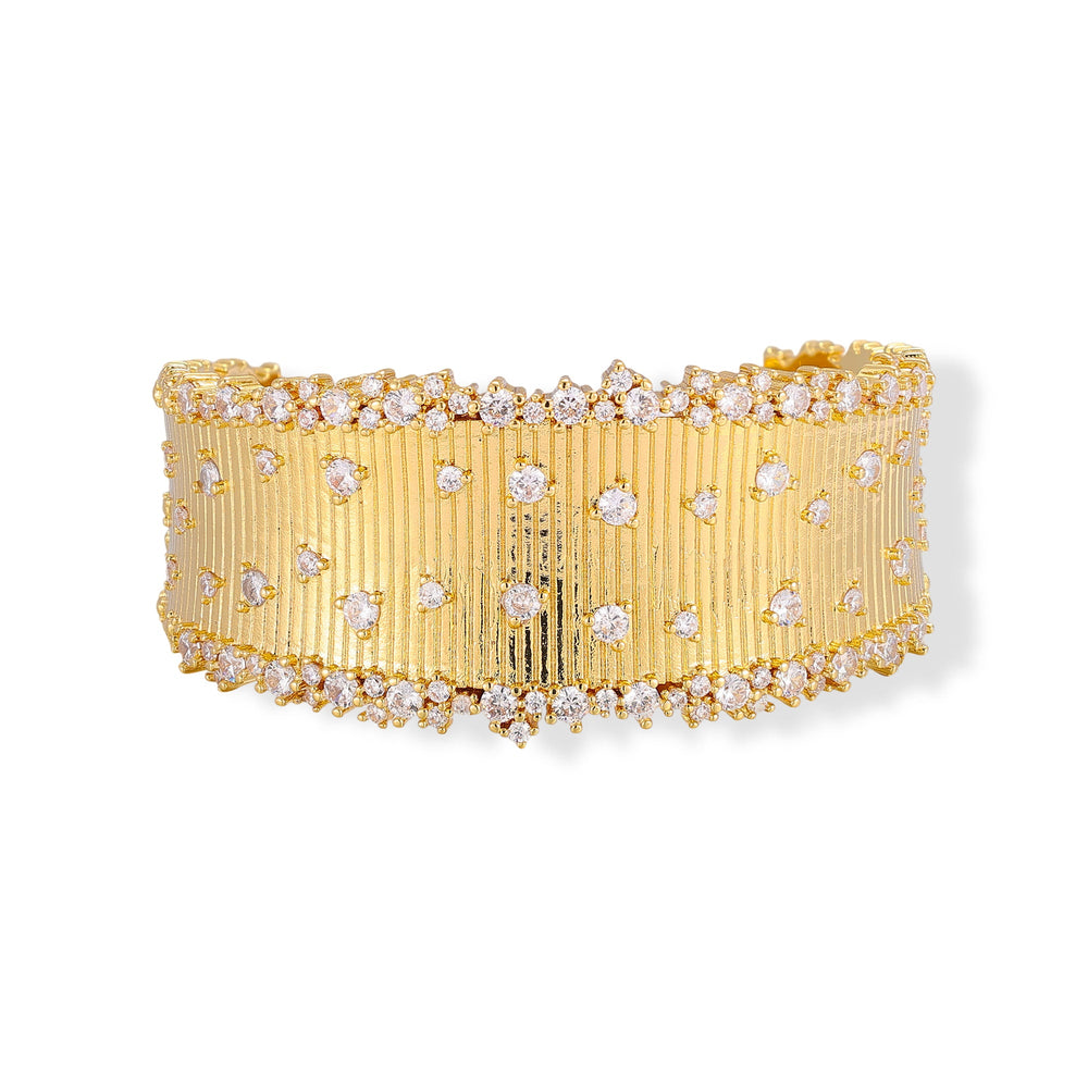 Gundhild 14K Gold Scalloped Edge Open Bangle