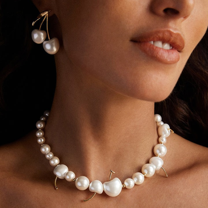 Gwenaëlle White Cherry Stud Earrings