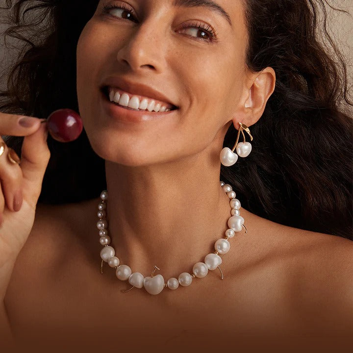 Gwenaëlle White Cherry Stud Earrings