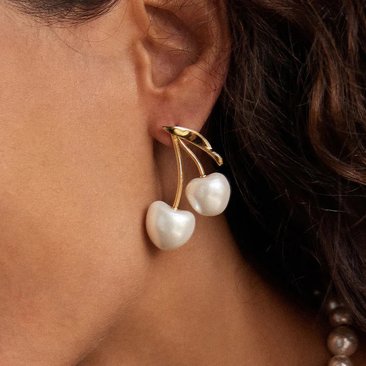 Gwenaëlle White Cherry Stud Earrings