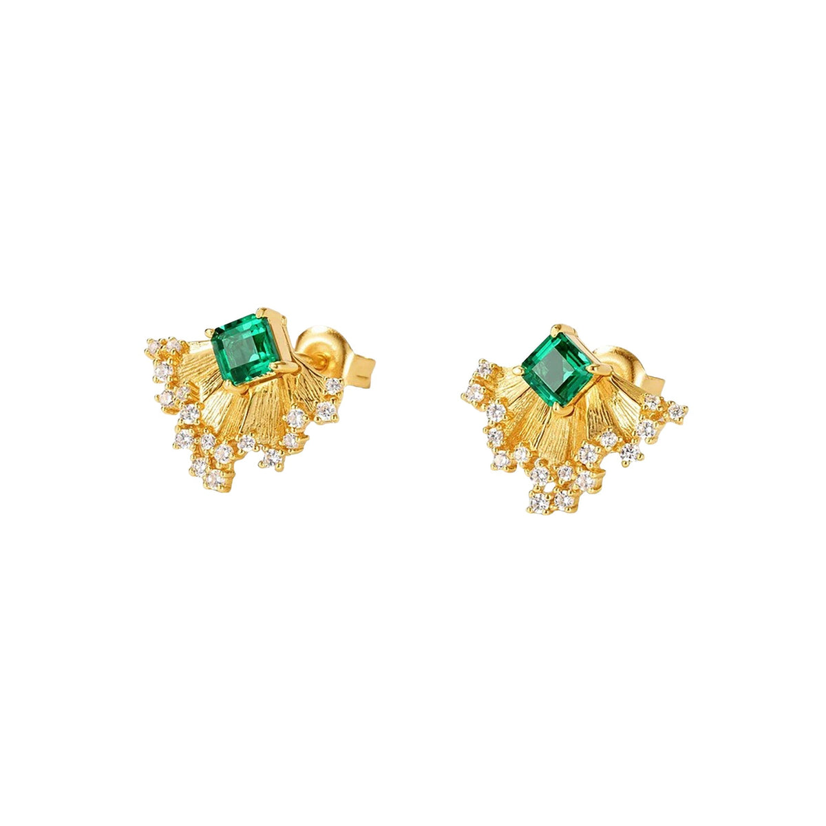 Hannelore Green Fan Stud Earrings