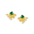 Hannelore Green Fan Stud Earrings