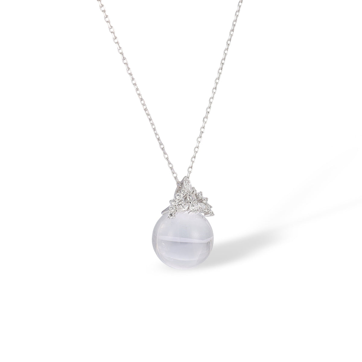 Heilrun White Crown Round Crystal Necklace