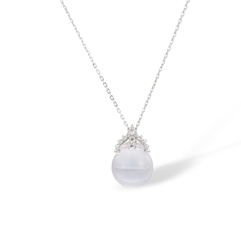 Heilrun White Crown Round Crystal Necklace