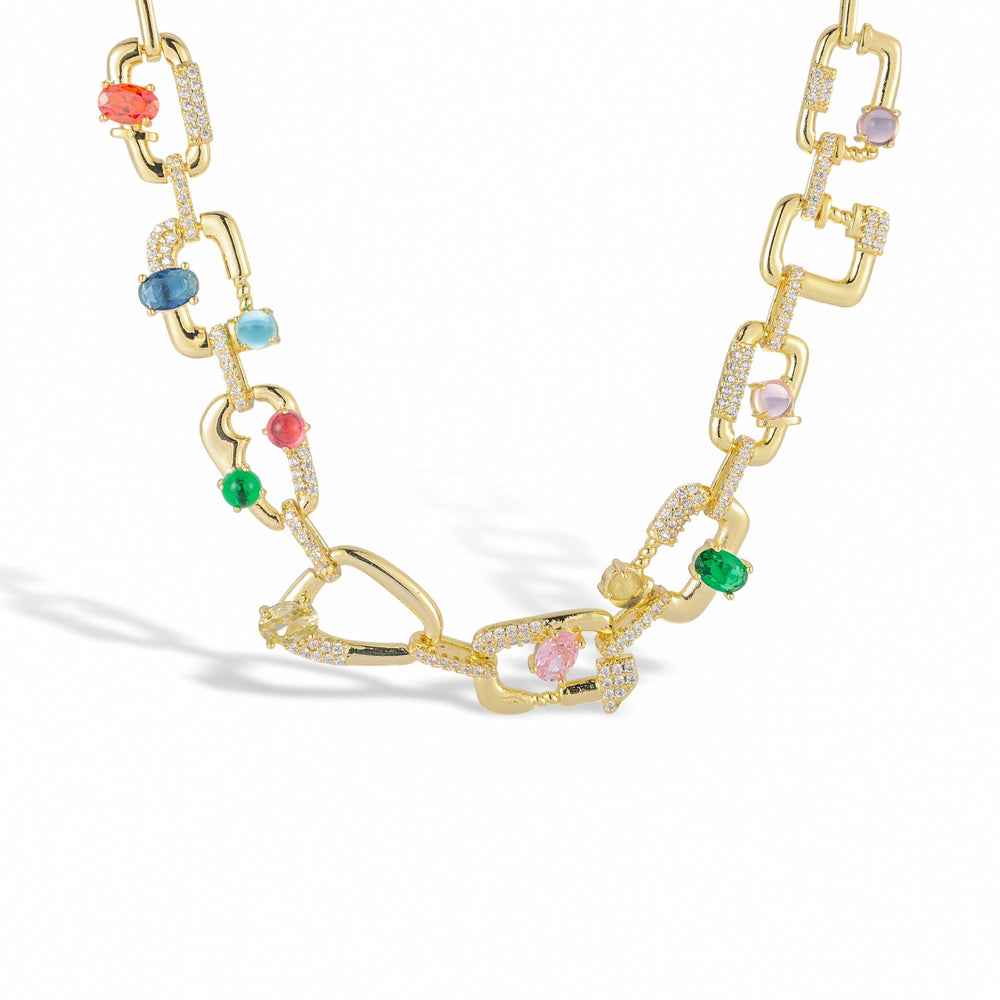 Helga 14K Gold Multicolor Mixed Shape Necklace