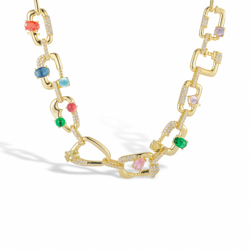 Helga 14K Gold Multicolor Mixed Shape Necklace