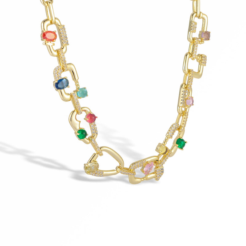 Helga 14K Gold Multicolor Mixed Shape Necklace