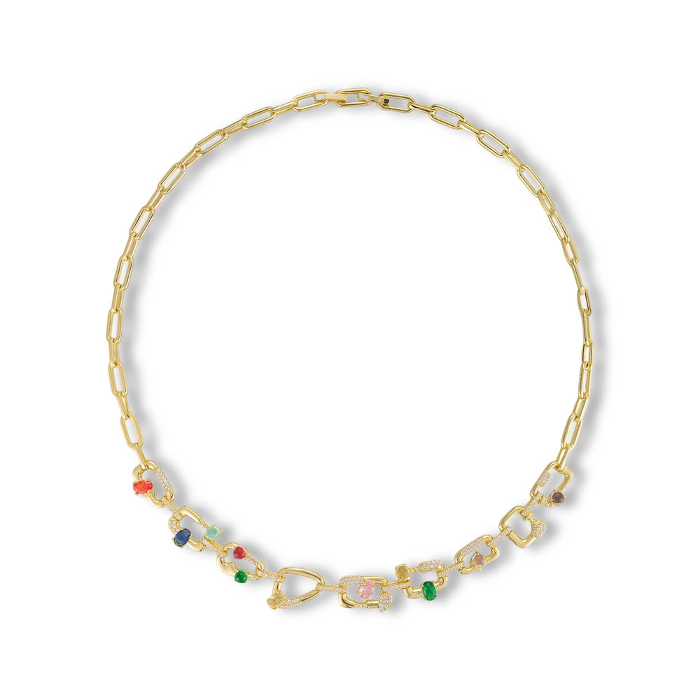 Helga 14K Gold Multicolor Mixed Shape Necklace