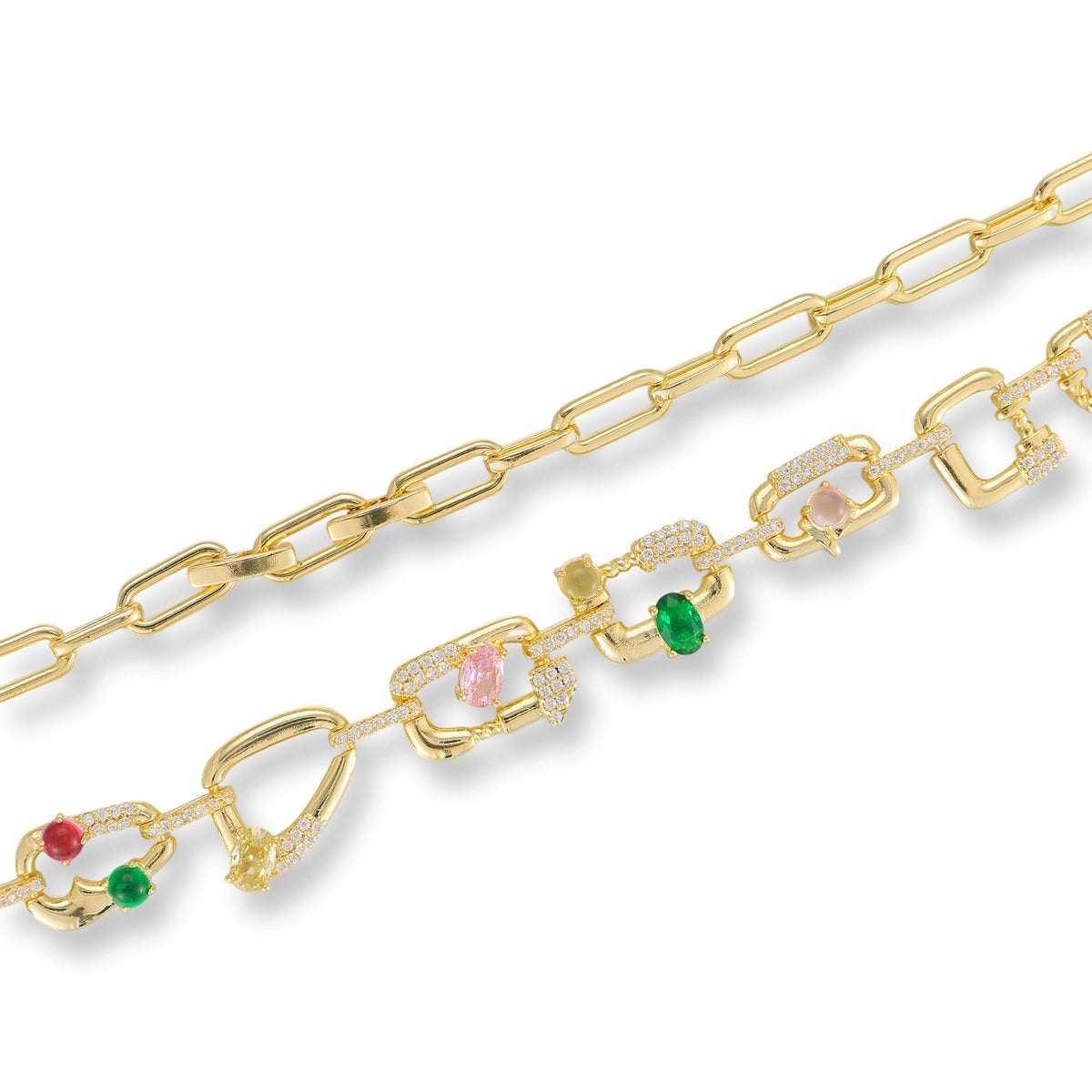 Helga 14K Gold Multicolor Mixed Shape Necklace