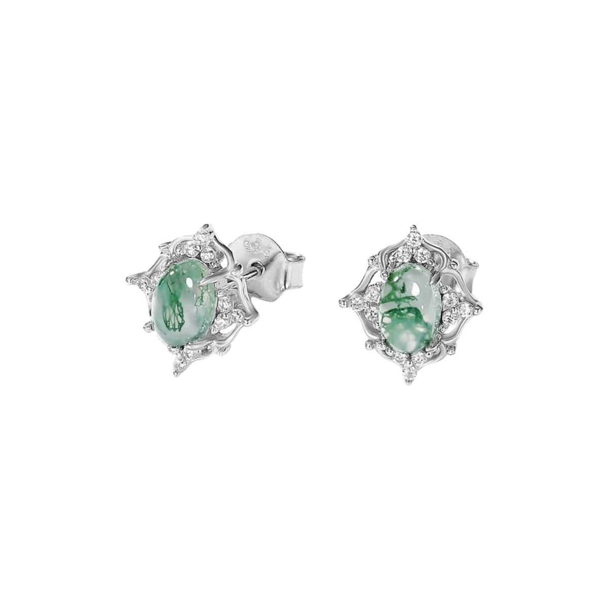 Héloria Green Moss Oval Earrings