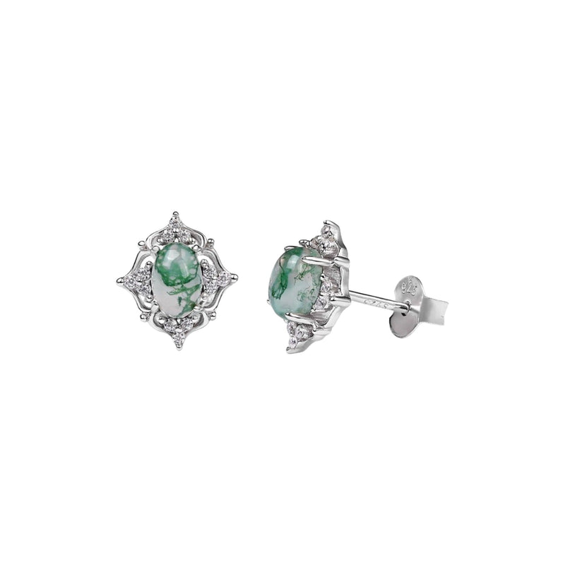 Héloria Green Moss Oval Earrings