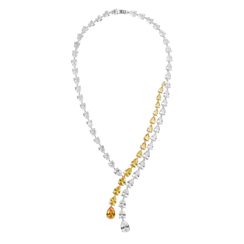 Henrietta Yellow Y Shape Teardrop Necklace