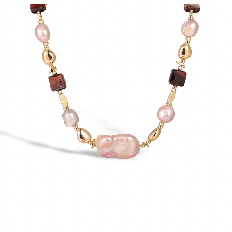 Henriette Pink Baroque Pearl Necklace