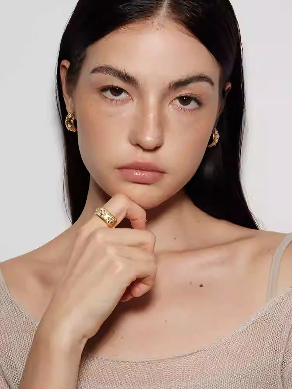 Herlyne 14K Gold Four Leaf Clover Ring
