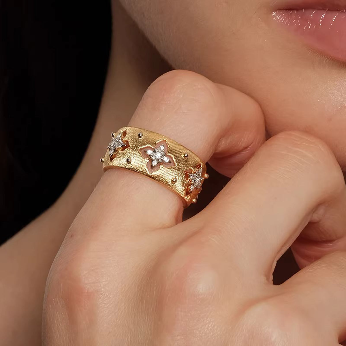Herlyne 14K Gold Four Leaf Clover Ring