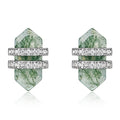 Herminie Green Moss Hexagonal Stud Earrings
