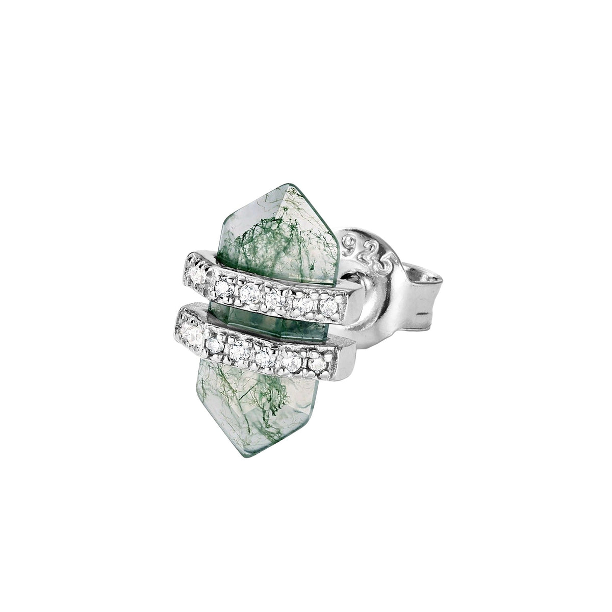 Herminie Green Moss Hexagonal Stud Earrings