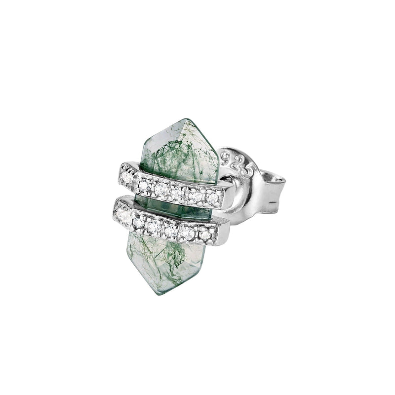 Herminie Green Moss Hexagonal Stud Earrings