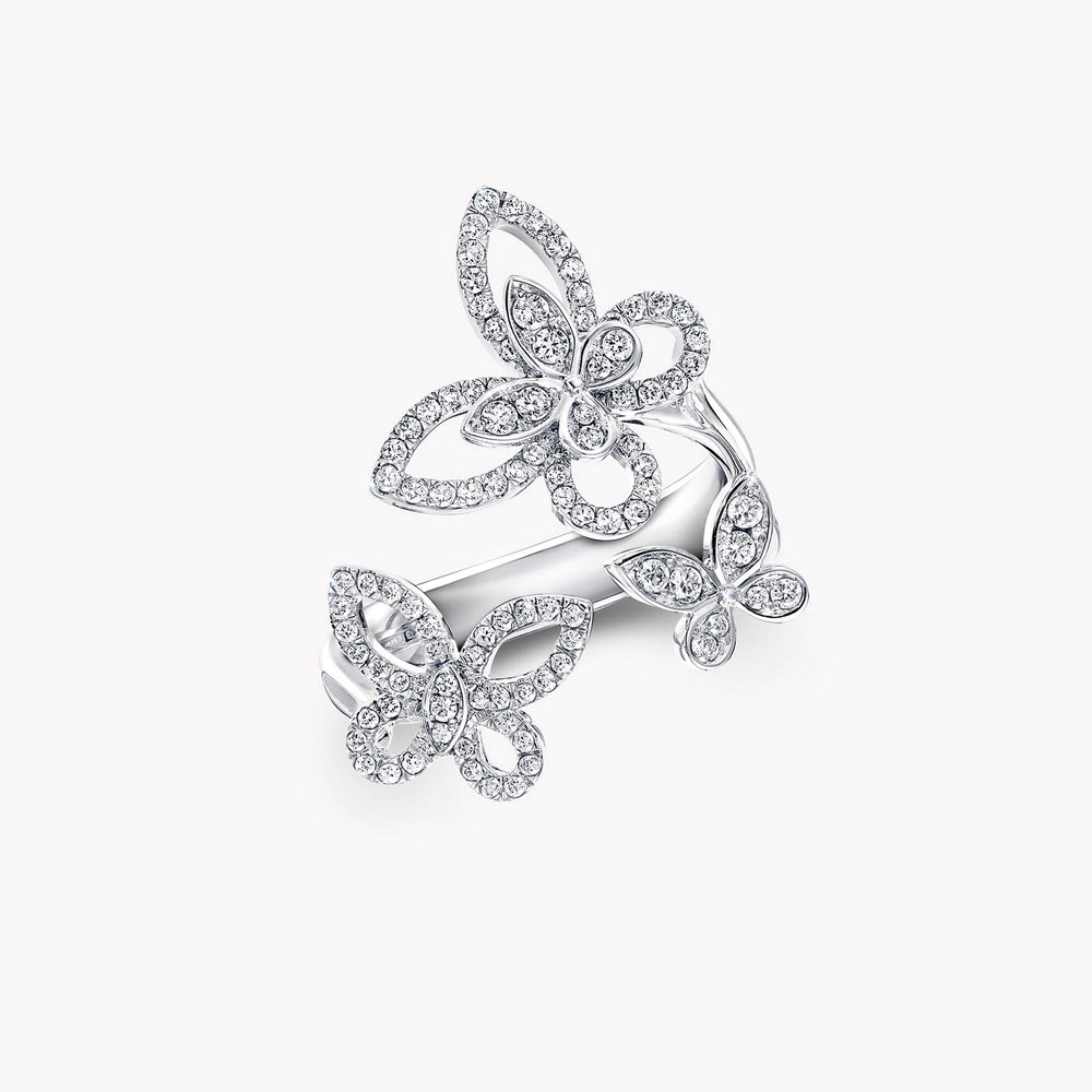 Hilaire White Butterfly Open Ring