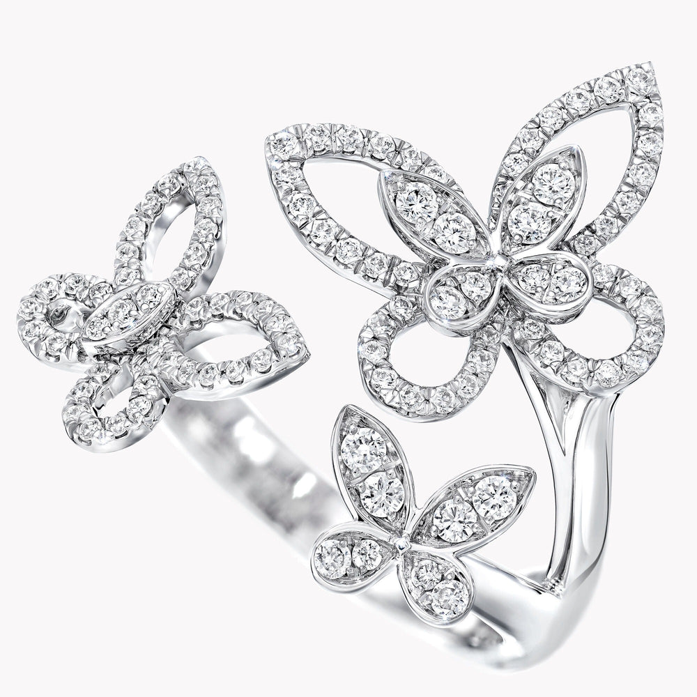 Hilaire White Butterfly Open Ring