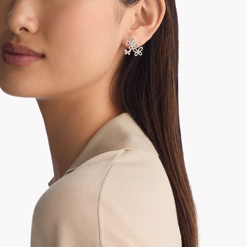 Hilaire White Butterfly Stud Earrings