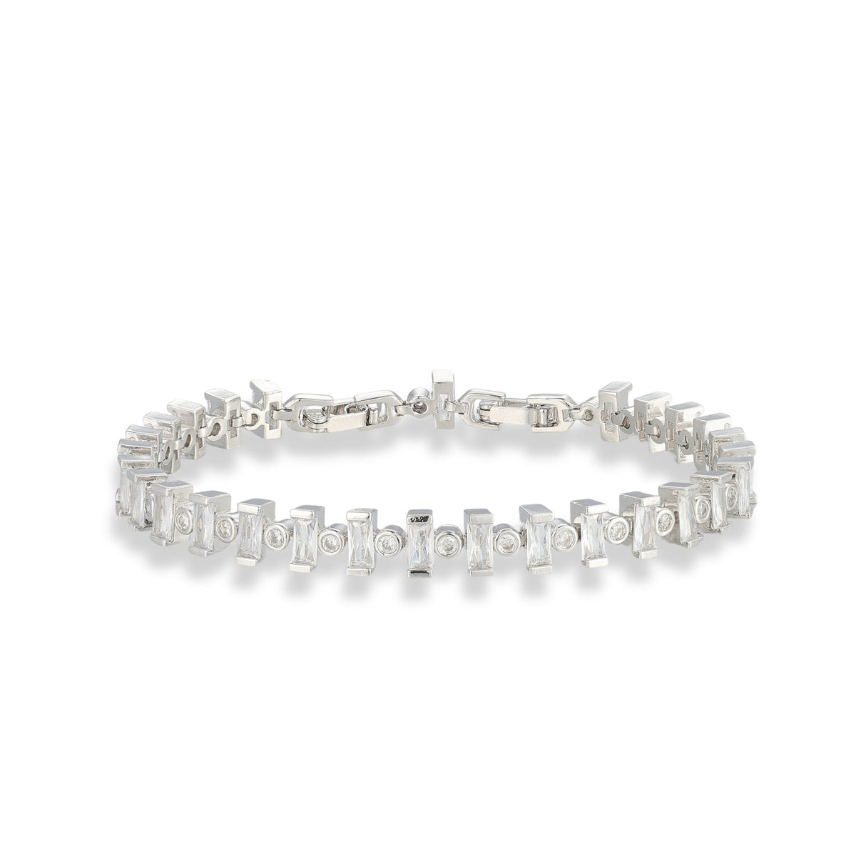Hilda 14K Gold Baguette Round Tennis Bracelet