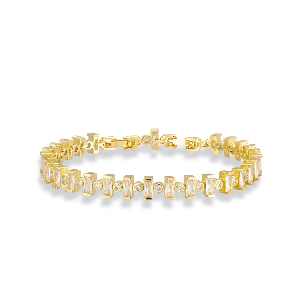Hilda 14K Gold Baguette Round Tennis Bracelet