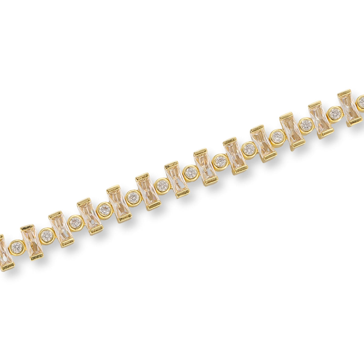 Hilda 14K Gold Baguette Round Tennis Bracelet