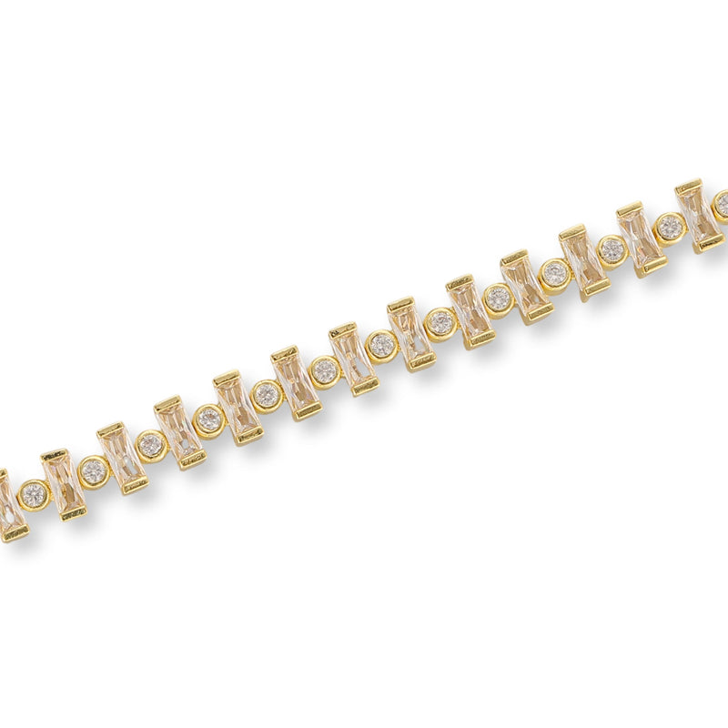 Hilda 14K Gold Baguette Round Tennis Bracelet