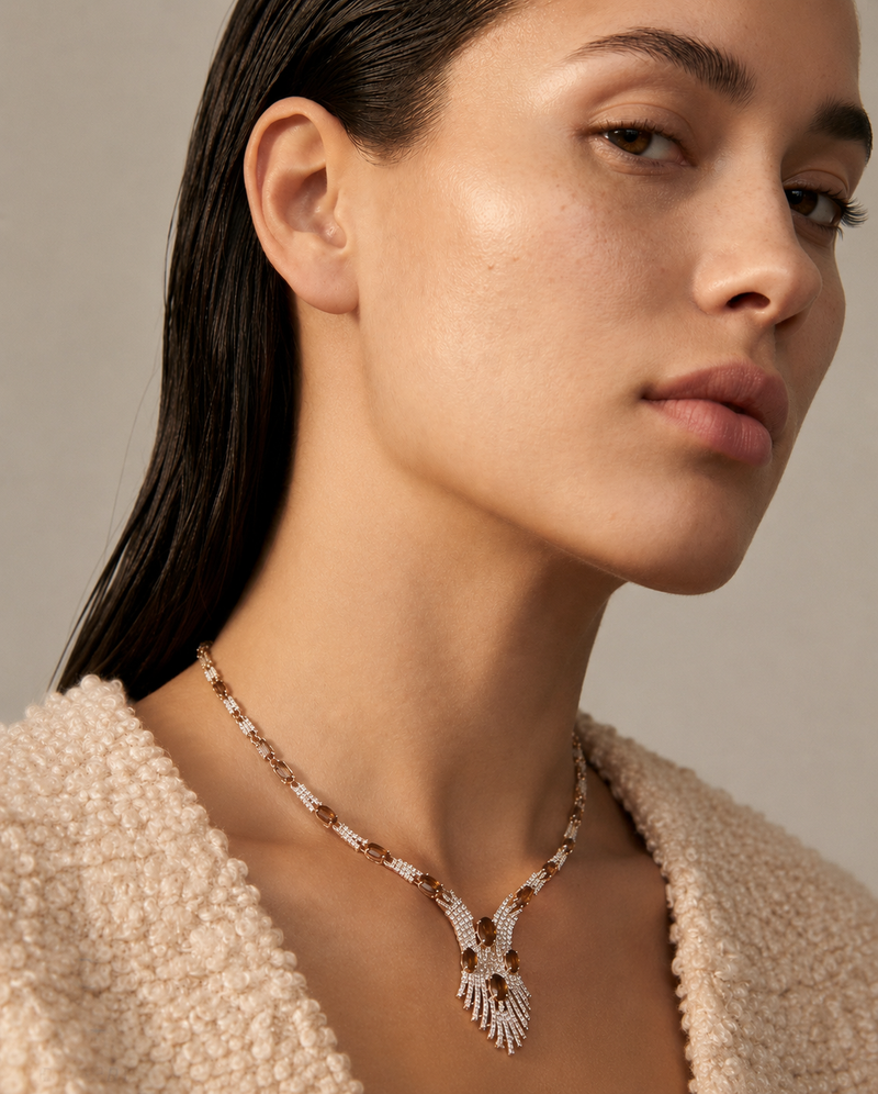 Hippolyte Brown Waterfall Drop Necklace