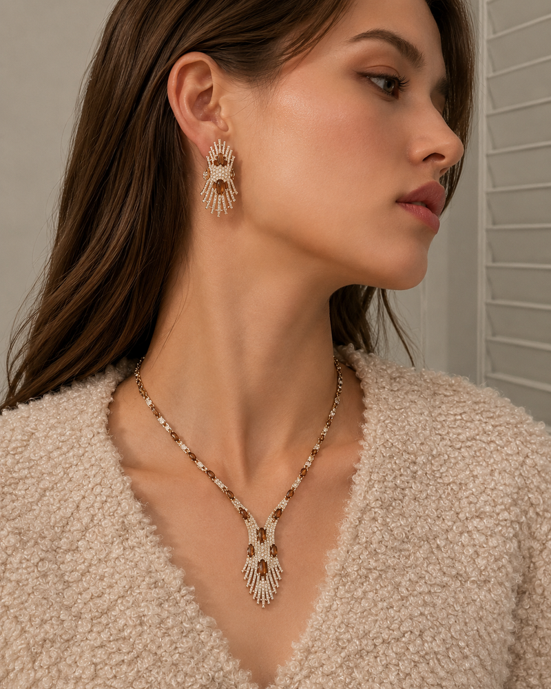 Hippolyte Brown Waterfall Earrings