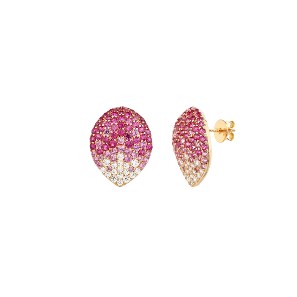 Hrodhild Pink Teardrop Stud Earrings
