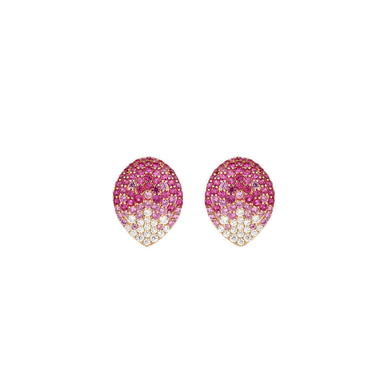 Hrodhild Pink Teardrop Stud Earrings