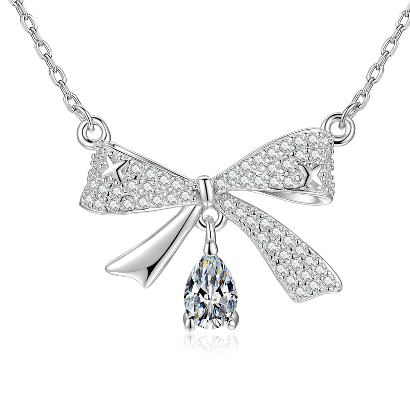 Hrodlind White Butterfly Bow Necklace
