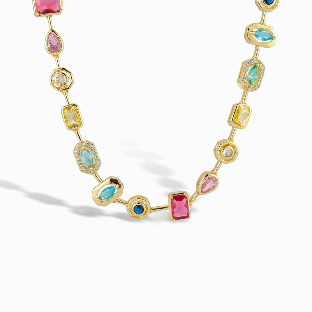 Ingrid 14K Gold Multicolor Mixed Shape Necklace