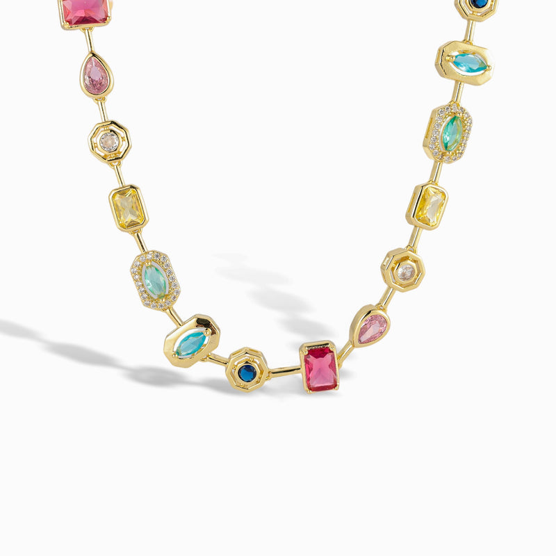 Ingrid 14K Gold Multicolor Mixed Shape Necklace
