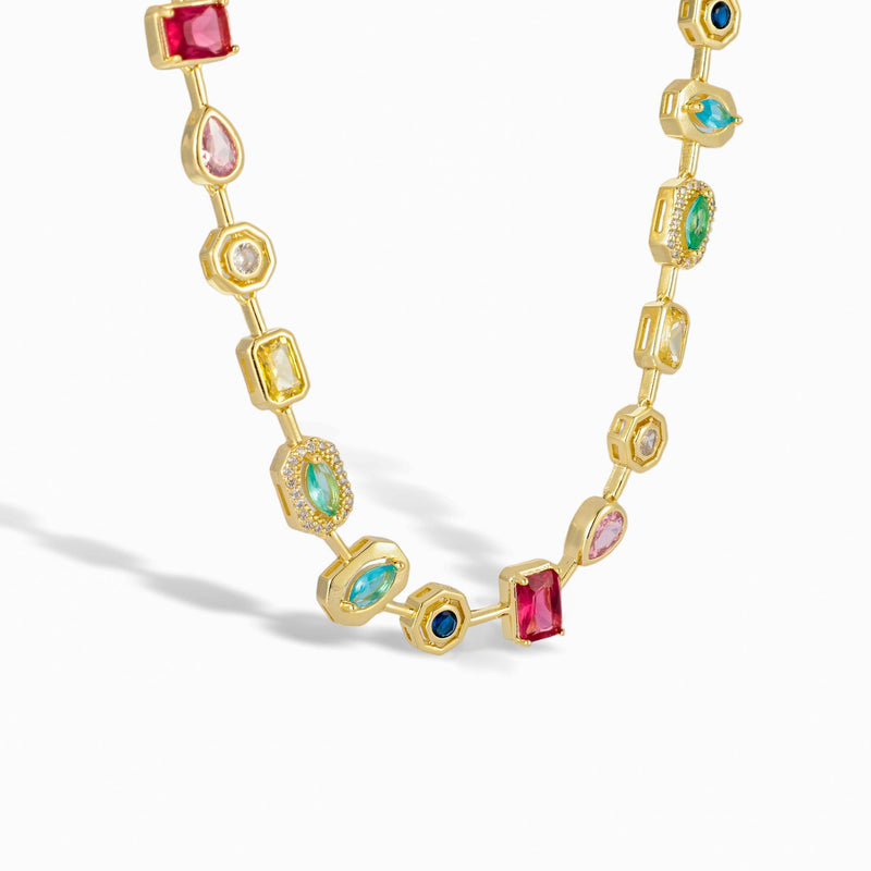 Ingrid 14K Gold Multicolor Mixed Shape Necklace