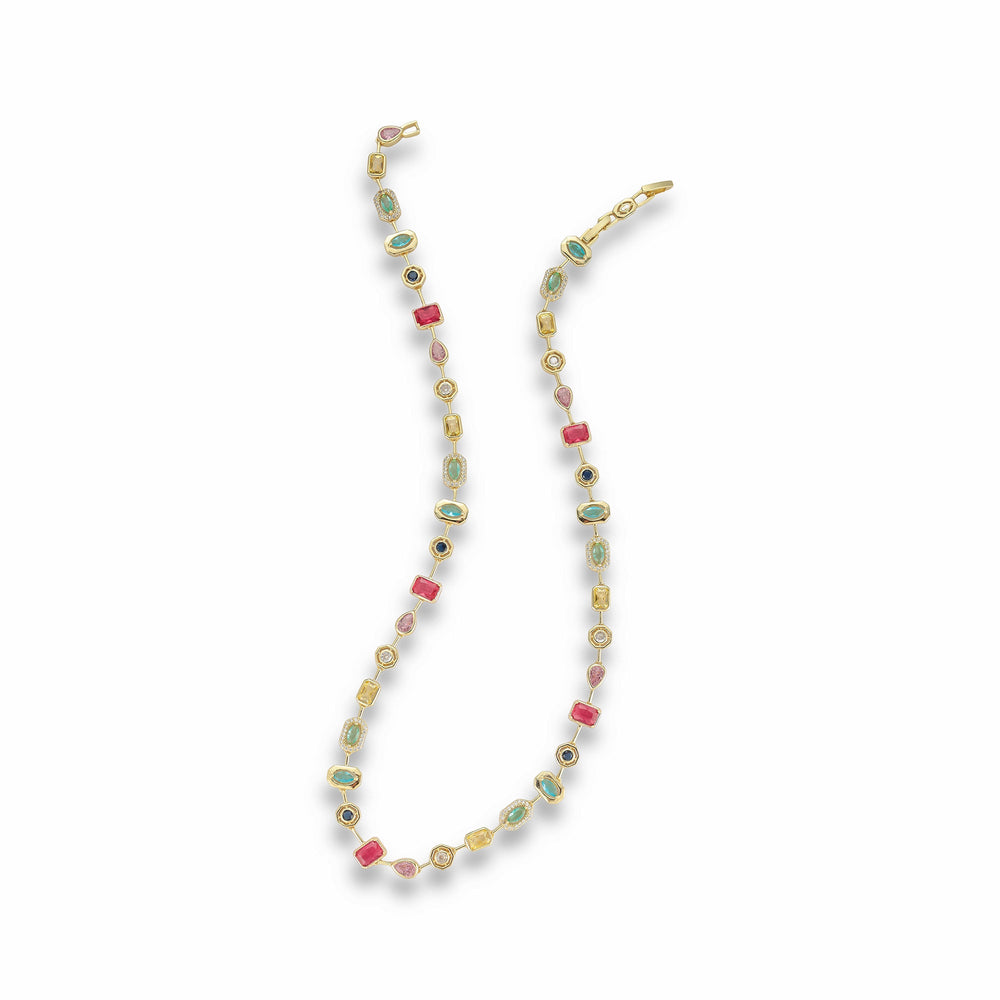 Ingrid 14K Gold Multicolor Mixed Shape Necklace