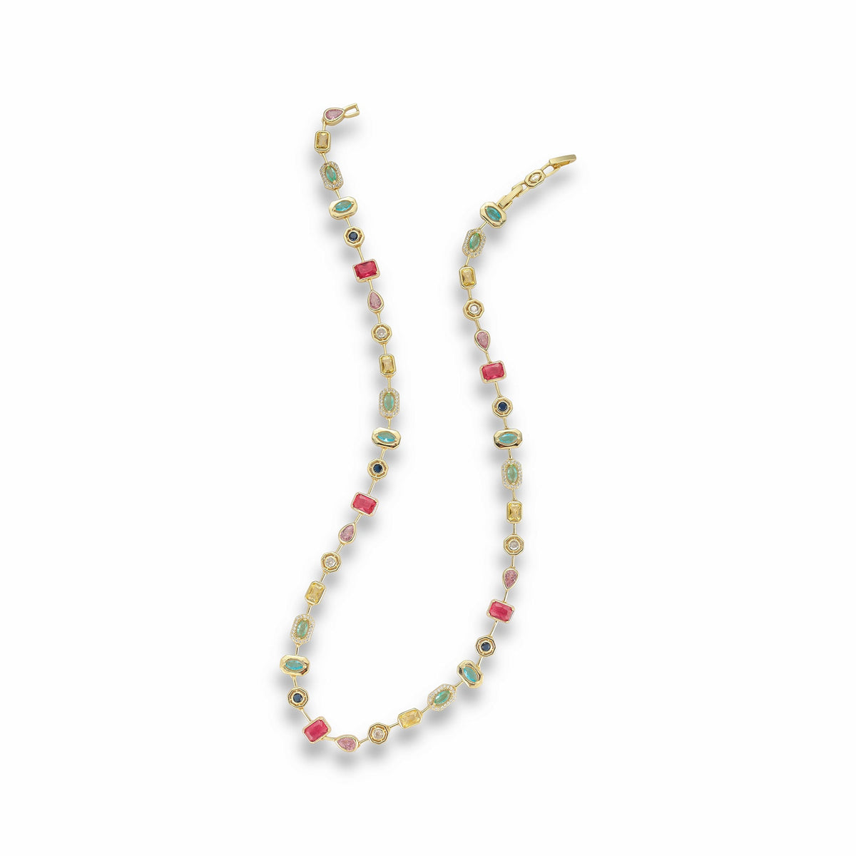 Ingrid 14K Gold Multicolor Mixed Shape Necklace