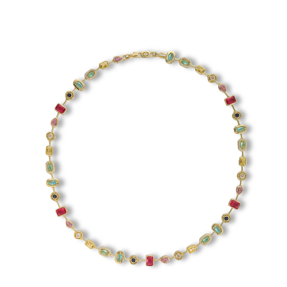 Ingrid 14K Gold Multicolor Mixed Shape Necklace