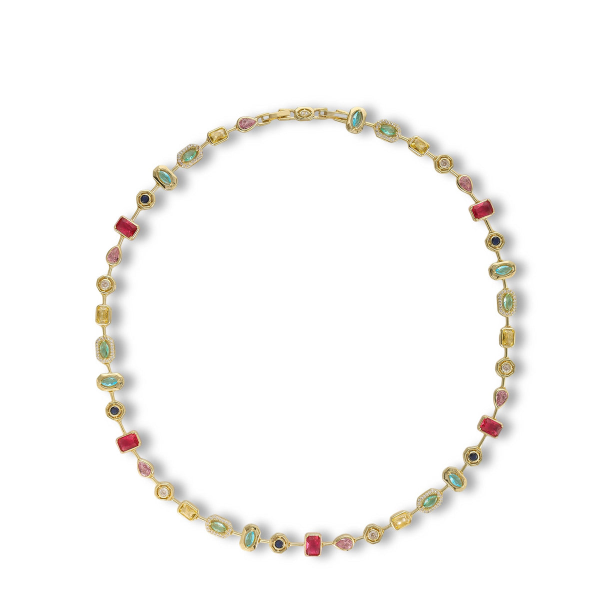 Ingrid 14K Gold Multicolor Mixed Shape Necklace