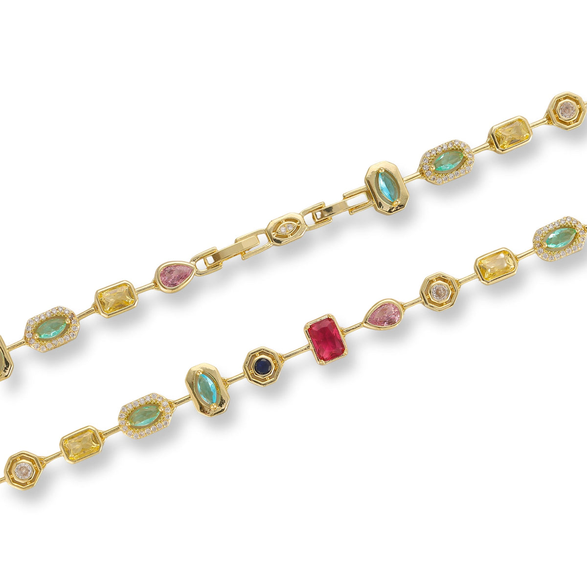 Ingrid 14K Gold Multicolor Mixed Shape Necklace