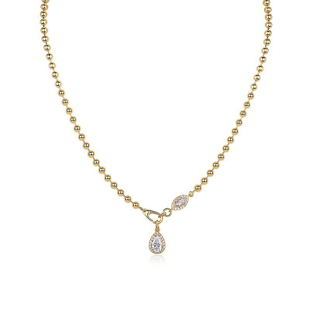 Ingwina 14K Gold Teardrop Marquise Moissanite Necklace